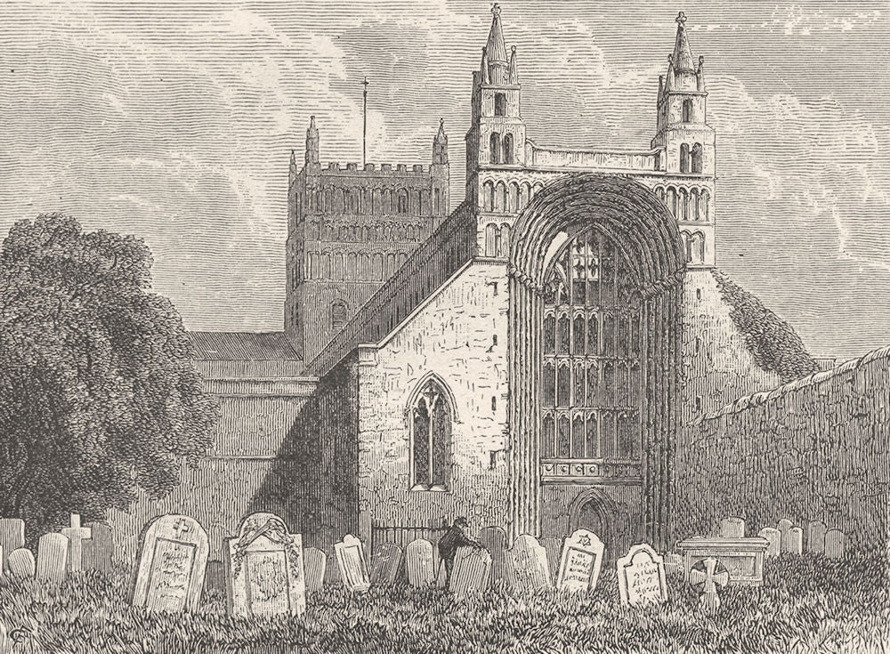 GLOS. Tewkesbury Abbey 1898 old antique vintage print picture